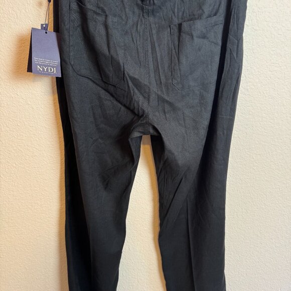 NYDJ Women's Sz 10 Linen Trouser Pants in Black Stretch Lift Tuck MAKB2219 - Picture 2 of 6
